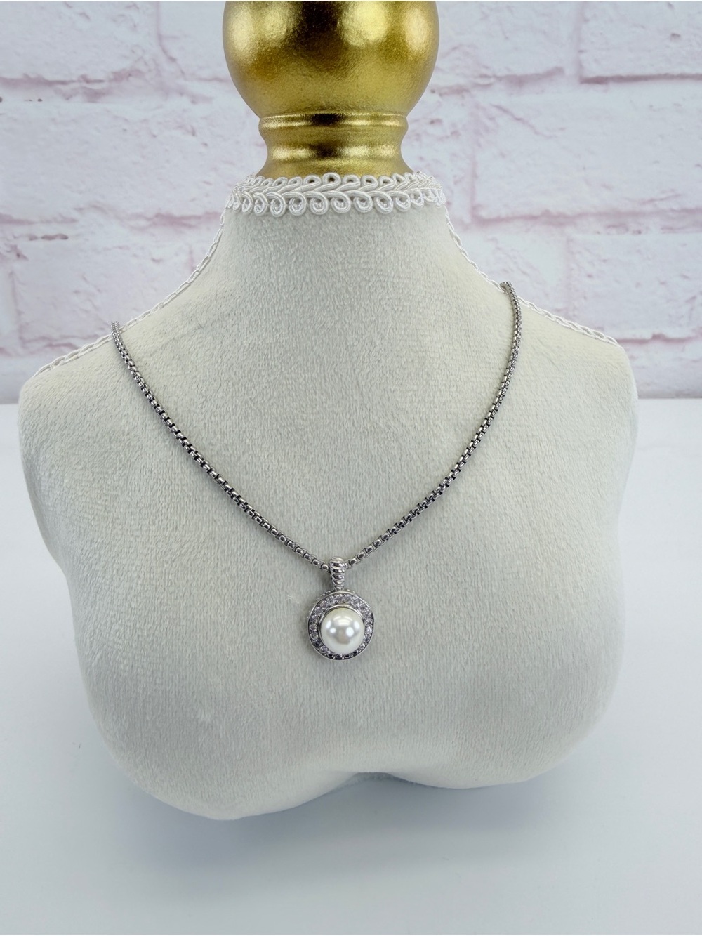 David Yurman Pearl & Diamond Petite Cerise Pendant Necklace